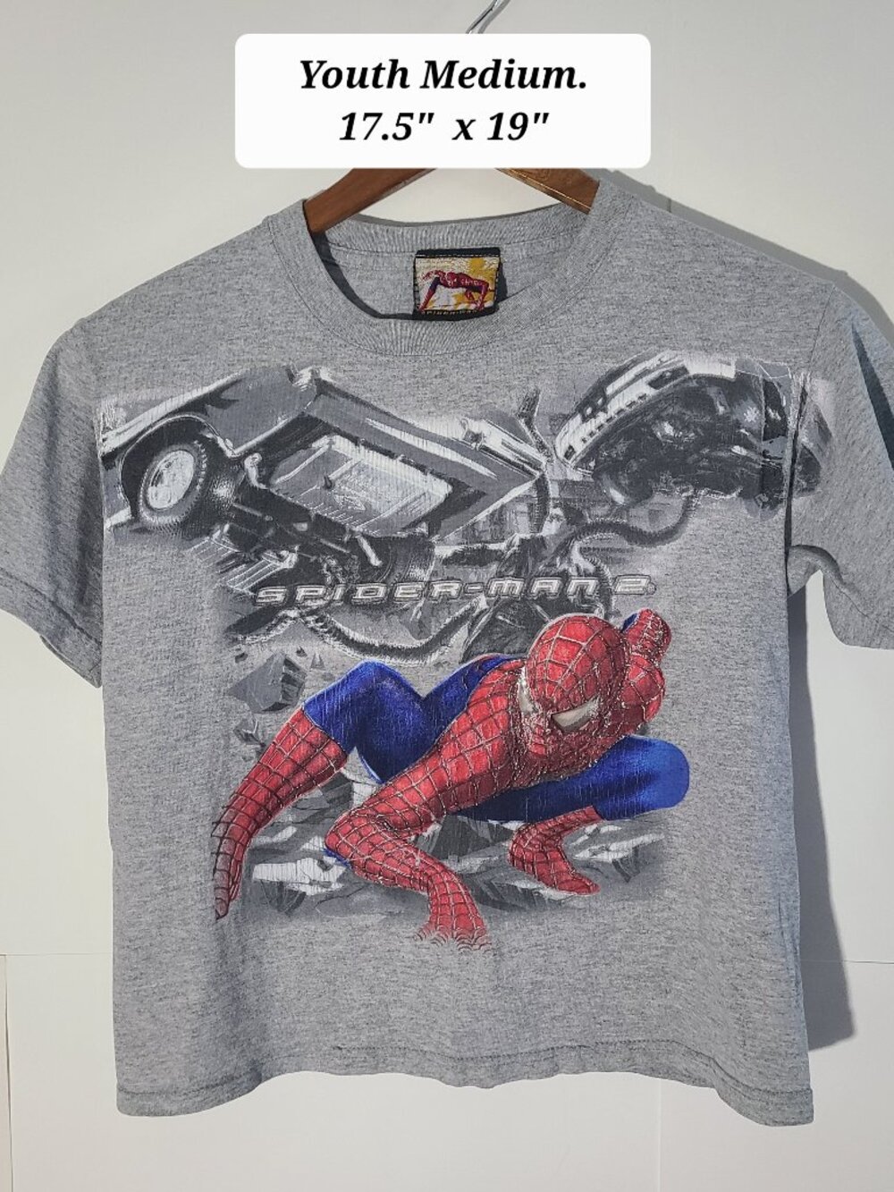 Vintage 2004 Spider-Man 2 Movie Promo Youth Medium T-Shirt Y2K